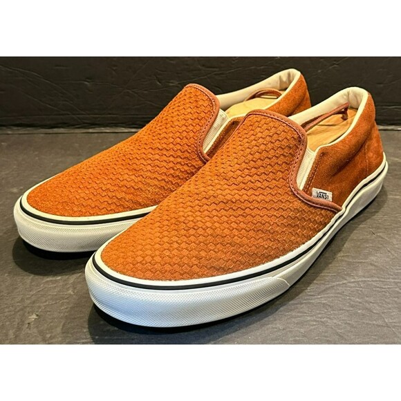 Vans Classic Slip-On Embossed  Brown Suede Skate Shoes Men's Size 11 - Picture 1 of 10